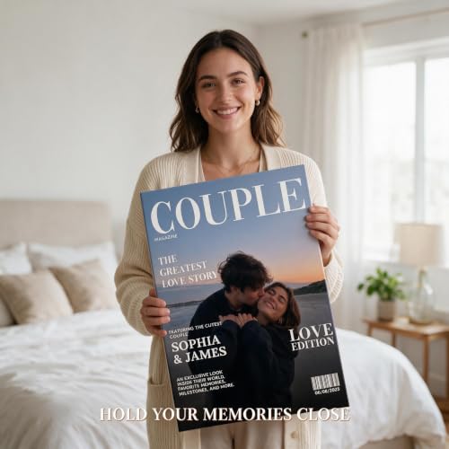 Ipplee Custom Framed Canvas Print, Love Couple Magazine Cover for Couples - color: Design08