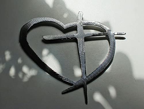 Heart with Cross Metal Wall Art Accent choose from 6 sizes and 2 color choices (Med Lg 18" wide x 17 1/2" tall, Copper Bronzed Plated) - color: Copper Bronzed Plated, size: 18"L x 18"W