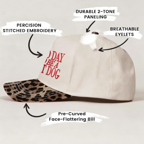Put It On My Husband's Tab Funny Trucker Hats Women Vintage Adjustable Baseball Cap Embroidery Fashion Trucker Hat - color: Bad Day to Be a Hot Dog - Beige/Leopard Print