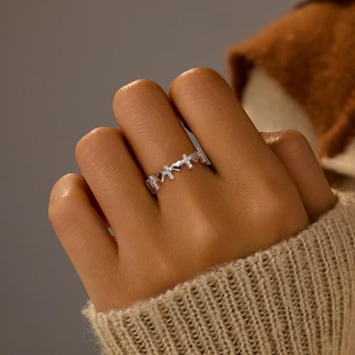 SUYACS 14K Gold Plated Cross Pray Rings for Women Daughter - color: Style 4-Silver, size: 6
