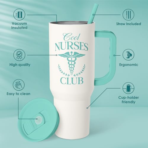 SANDJEST Nurse Gift for Women, Nutrition Facts Tumbler with Handle, Insulated Stainless Steel Travel Coffee Mug for Nursing Friends, Aprreciation Gifts for Nurse Week, Birthday, Christmas, 40oz - color: Nurse 6