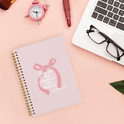 Christian Pink Bow Spiral Notebook Journal Gifts for Women Teen Girl - color: you are the light of the world