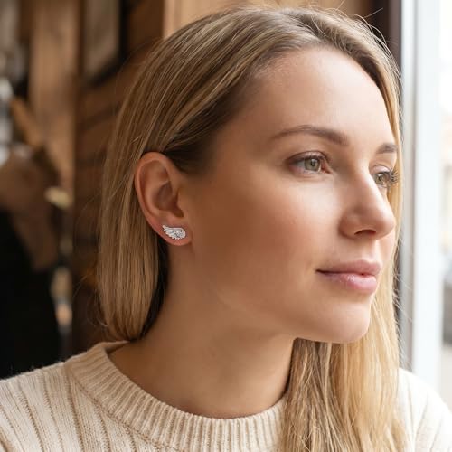 Angel Wing Stud Earrings For Women, Y2K Mini Wings Hidden Flat Back Cartilage Earring Cubic Zirconia 316L Stainless Steel Helix Piercing Statement Minimalist Jewelry Gift