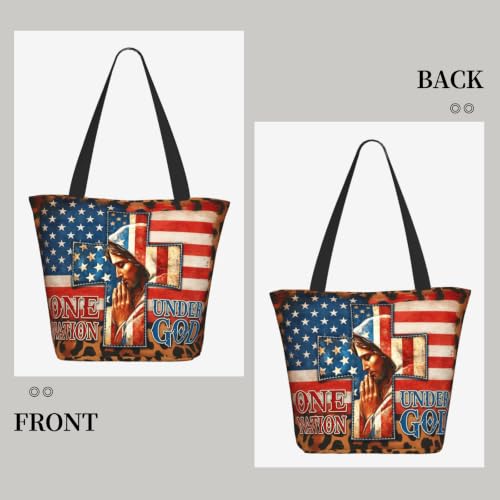 Christian Gifts Reusable Shopping Tote Bag Zippered Inspirational Tote Bags for Women Bible Verse Shoulder Bag - color: Jesus