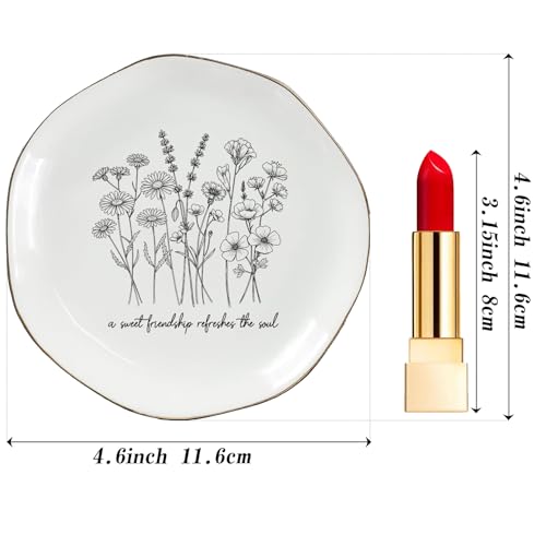 A Sweet Friendship Refreshes The Soul Ring Dish – Ceramic Jewelry Tray for Birthday, Bridesmaid, BFF, Inspirational Trinket Holder - color: A Sweet Friendship Refreshes The Soul-02