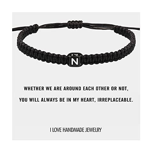 Initial Bracelets for Women Teen Girls Handmade Rope Braided Bracelet for Men Jewelry Birthday Graduation Mother's Day Gifts for Mom Wife Girlfriend Her Friends - style: N