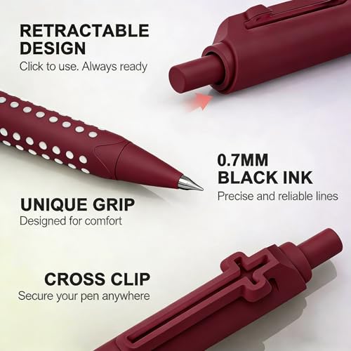 6 Pack Bible Journaling Gel Pens, 0.7mm Black Ink Retractable - color: Vintage+Black Ink