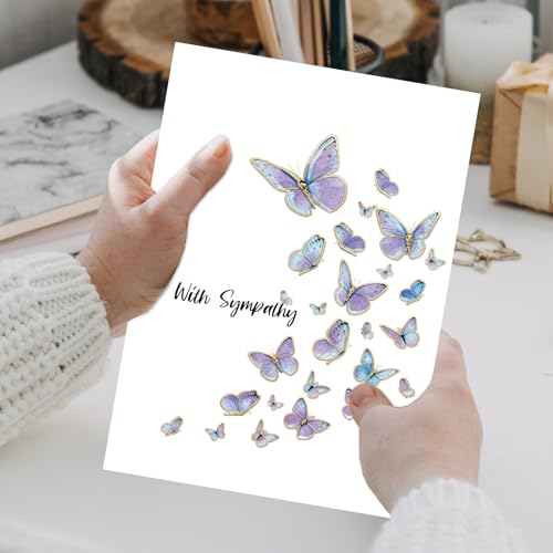 Sympathy Card with Butterflies – Elegant Condolence Card for Loss of Loved One, Minimalist Bereavement Card, Comforting Memorial Card for Grief Support - style: Card-244