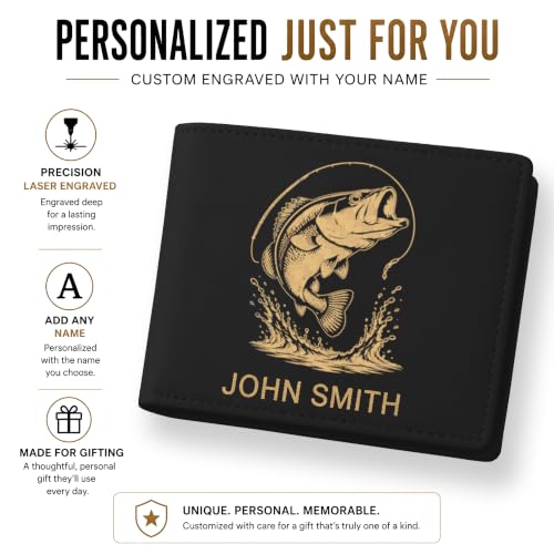 LaserGram Personalized Wallet, Christian Cross (Black/Gold) - color: Black with Gold