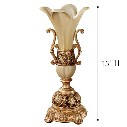 Touch of Class Chalmette Table Vase - Gold/Ivory - Victorian Style - Elegant Vases for Bedroom, Bathroom, Kitchen