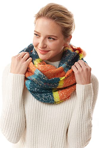 ScarvesMe Women's Check and Plaid Soft Infinity Loop Winter Fall Warm Scarf - color: Lof1240_orange