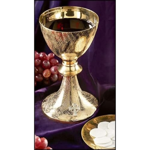 Church Gold Plated Brass Chalice & Paten, 18 Ounce, Brushed Celtic Cross - color: Brushed Celtic Cross