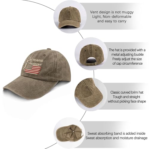 US 250th Anniversary Hat, Patriotic Embroidered Cap, 1776-2026 Freedom Celebration, 250 Years American History Gift Patriots - color: Us 250 Years Freedoms 1776-2026 250th Birthdaypigment Khaki1