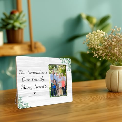 Five Generations Family Picture Frame, One Family Many Hearts, Fits 4x6 Photo - color: Gray