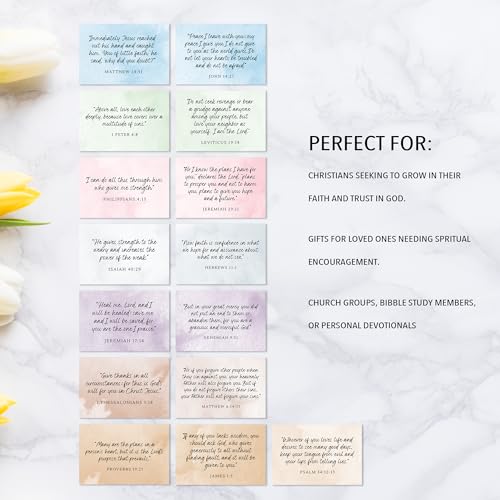 Bible Verse Cards, 60 Scripture Cards with Bible Verses - color: Watercolor