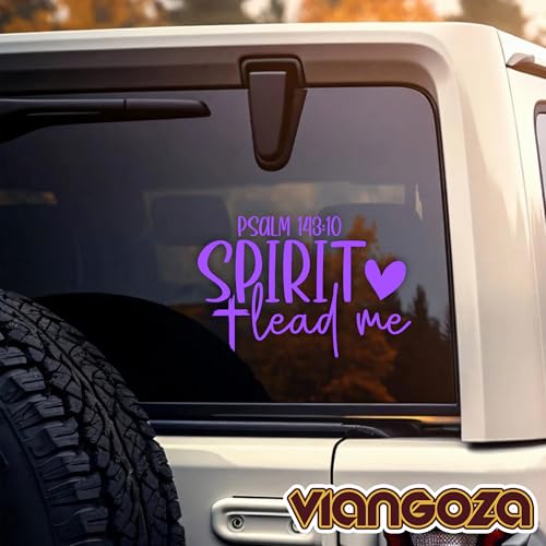 Spirit Lead Me Car Decal, Heart Cross Christian, Religious, Jesus, Bible Verse Decals, Vinyl Waterproof 8 inch Bumper Sticker for Trucks Window, Car Accessories Decorations Gifts for Friend Mom Dad