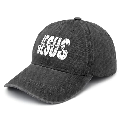 Y'Alls Need Jesus Hats for Mens Aesthetic Washed Distressed Baseball Cap - color: Black5