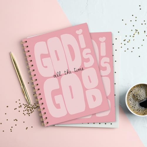 VONTP God Is Good Motivational Notebook, Pink Prayer Journal, 5.5x8.3 Inch - color: B.Pink Bible
