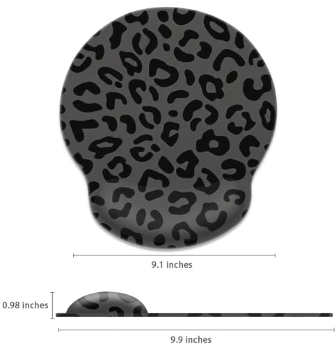 Britimes Ergonomic Mouse Pad with Wrist Support, Leopard Chic - color: Black Grey Leopard