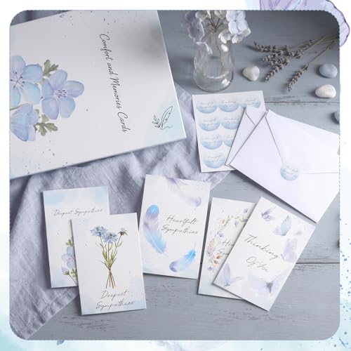 Sympathy Cards, 24 Pack Condolence Cards, 6x4in Thinking of You Card - style: Blue Sympathy Card