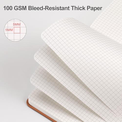 EMSHOI Graph Grid Journal Notebook, 192 Pages, A5 Size (5.7'' x 8.3'') - color: Brown, style: Grid