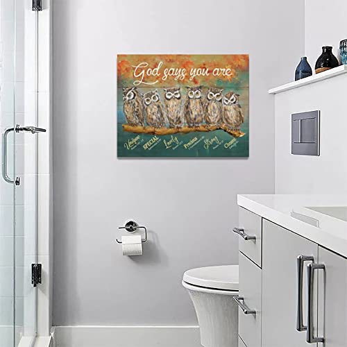 Fall Owl Wall Art God Says You Are Owl Pictures Wall Decor Bible Verse Canvas Prints Framed Modern Animal Painting Artwork for Bathroom Dining Room Kitchen Bedroom Living Room 16"x12" - color: Owl-2, size: 16"L x 12"W