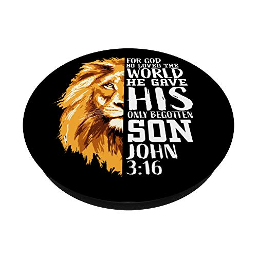 Christian Worship Scripture Sayings Gifts Lion John 3:16 Men PopSockets Swappable PopGrip