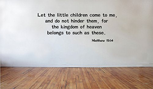 Blinggo Matte Black Matthew 19 14 Bible Vinyl Wall Decal Christian Faith - size: 22'' Width