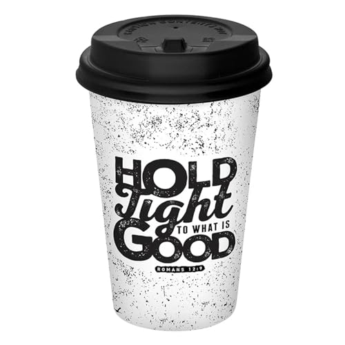 Living Grace Disposable Coffee Cup with Lid - 12-Ounce Hot Beverage Cups, 25-Count, Hold Tight to What Is Good - color: Hold Tight