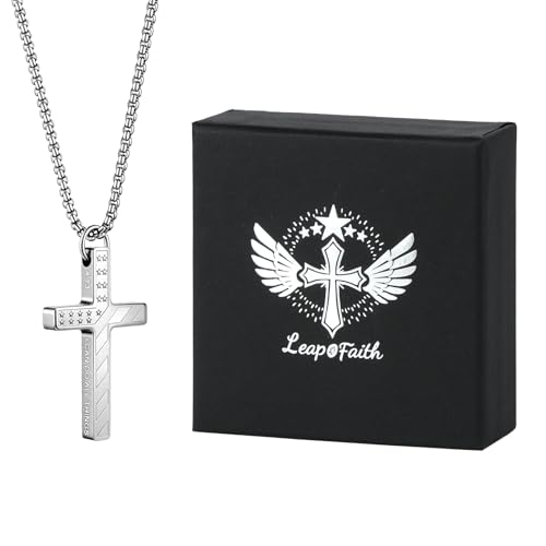 Car Rear View Mirror 4:13 Lord's Prayer Cross Pendant Amulet - color: Silver