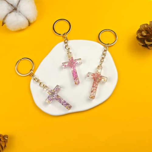 Cross Keychain Christian Jesus Keychain for Women, Resin Key chain for Bag Charm Car Accessories Women Men Gifts - color: 001