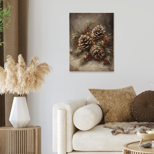 XINCEYWJ Moody Cottagecore Christmas Pine Core Wall Art Decor 558XS-YH - color: pinecone, size: 11x14in