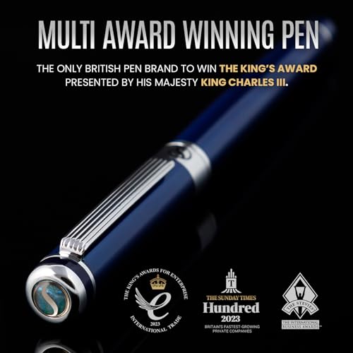 Scriveiner Midnight Blue Rollerball Pen - Stunning Blue Lacquer Luxury Pen, Chrome Finish, Schmidt Ink Refills, Men & Women, Professional, Executive Office, Nice Pen - color: 13. Midnight Blue with Chrome