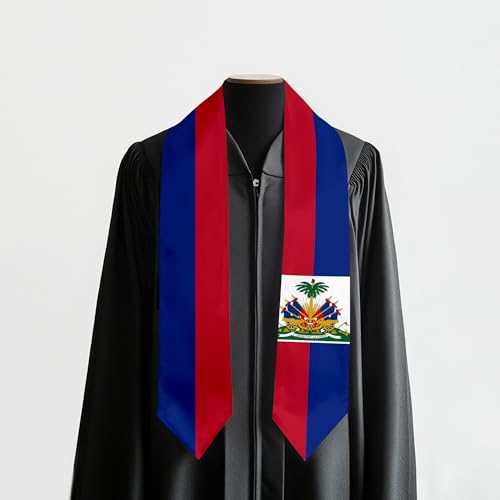 Graduation Satin Sash Scarf 72" Stole - color: Haiti Flag