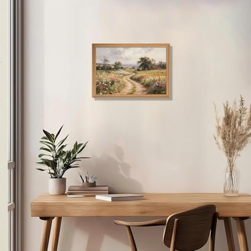 Framed Vintage Wall Art, Country Wildflower Canvas Art Paintings 12x16 In - color: Landscape Wall Art, size: 16"L x 12"W