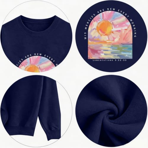 Christian Sweatshirts for Women Jesus Religious Faith Tops - color: Blue, size: Medium