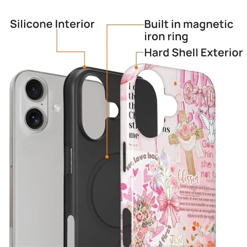 Magnetic Case for iPhone 17, Compatible with Magsafe PC Hard Shell & Silicone Inner Bumper Anti-Scratch Full-Body Cover Shockproof Slim Design Retro Newspaper Collage Religious Jesus - color: Retro Newspaper Collage Religious Jesus, size: iPhone 17