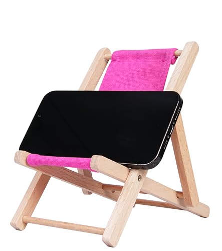 Foldable Wooden Cell Phone Stand, Phone Holder for Desk - color: Pink
