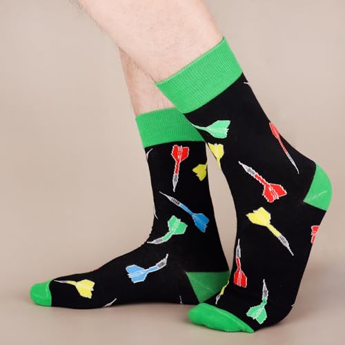 Jeasona Mens Socks Funny Fun Crazy Dress Crew Colorful Gifts for Men - color: Multicolored Darts Gifts 3 Pairs