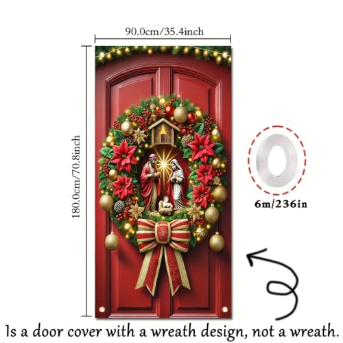 Christmas Banner Nativity Scene Holy Family 71x35 Inch Large Outdoor Decoration for Winter Holiday Party Porch Home Yard Festive Scene - color: Festive Nativity Decor