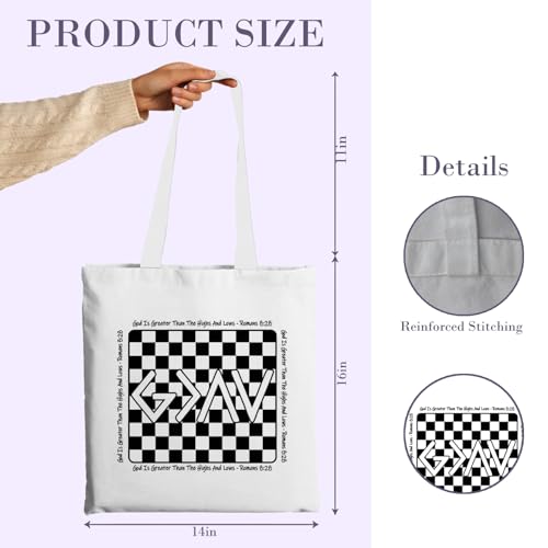 Chicimln Christian Goose Tote Bag, off to Praise the Lord Bible Verse Canvas Tote Bags - color: White 05