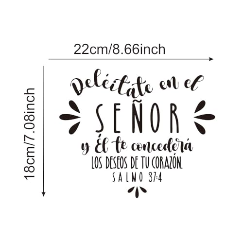 Spanish Bible Verse Car Decal, Religious Psalm Quote Vinyl Window Sticker - color: White