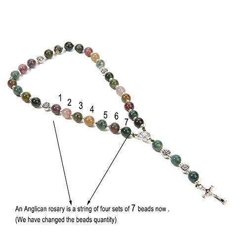 8mm Handmade Anglican Prayer Beads Rosary for Women - color: Silver (IndiaAgate)