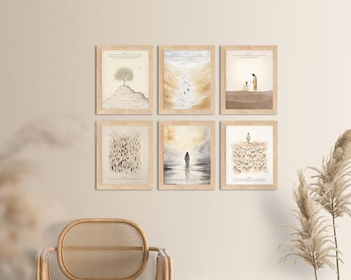 TwoDays Framed Christian Wall Art, Bible Verse Prints, 8 x 10 in, 6-Piece
