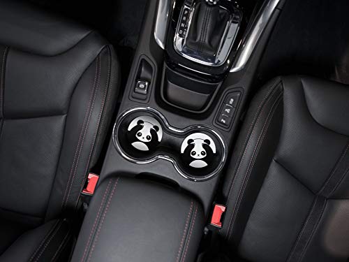 , Panda Bear Black White Style Design Absorbent ROUND Fabric Felt Neoprene Car Coasters for Drinks, 2pcs Set - color: Panda Bear Black White Style
