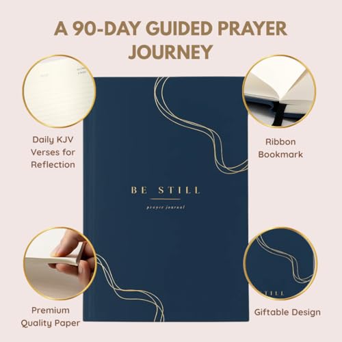 Prayer Journal for Women, Daily Devotional & Bible Study Prompts, Navy Blue - color: Blue