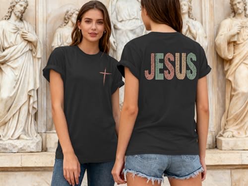 Christian Shirts for Women Jesus Tees Faith Shirts Bible Verse Print Tops - color: Darkgraya, size: Small