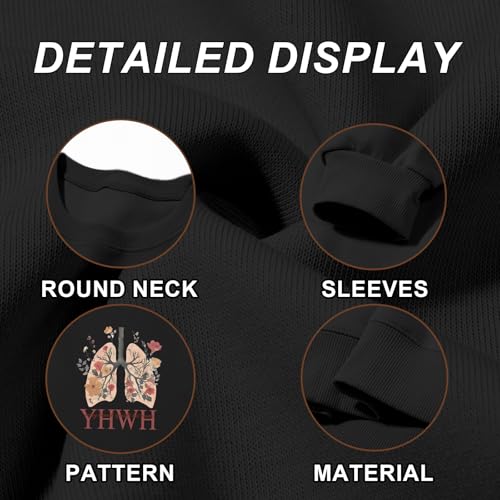 Christian Jesus Sweatshirts for Women YHWH God Bible Verse Sweatshirt Faith Long Sleeve Shirts Religious Pullover - color: Black, size: Small