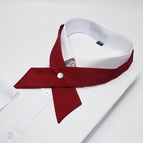 Tie for Men Women Adjustable Criss-Cross Bowtie School Uniform Pre Tied Bows for Girls Neck Tie Accessories bowtie03 - color: Burgundy