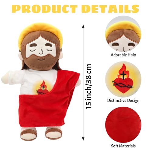 15" Soothing Jesus Plush Toys that Breathes, Light up Plush of God - color: Red
